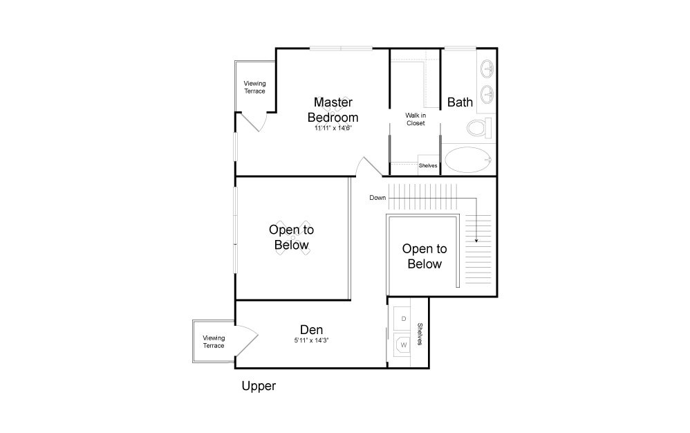 CD2 - 2 bedroom floorplan layout with 2 baths and 1390 square feet. (Floor 2)