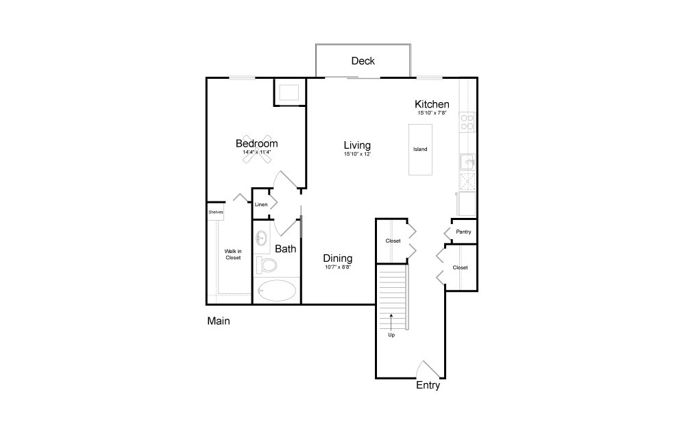 CD3 - 2 bedroom floorplan layout with 2 baths and 1434 square feet. (Floor 1)