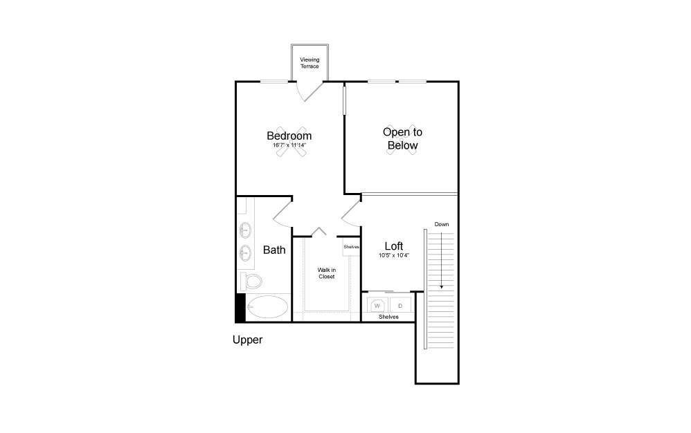 CD3 - 2 bedroom floorplan layout with 2 baths and 1434 square feet. (Floor 2)
