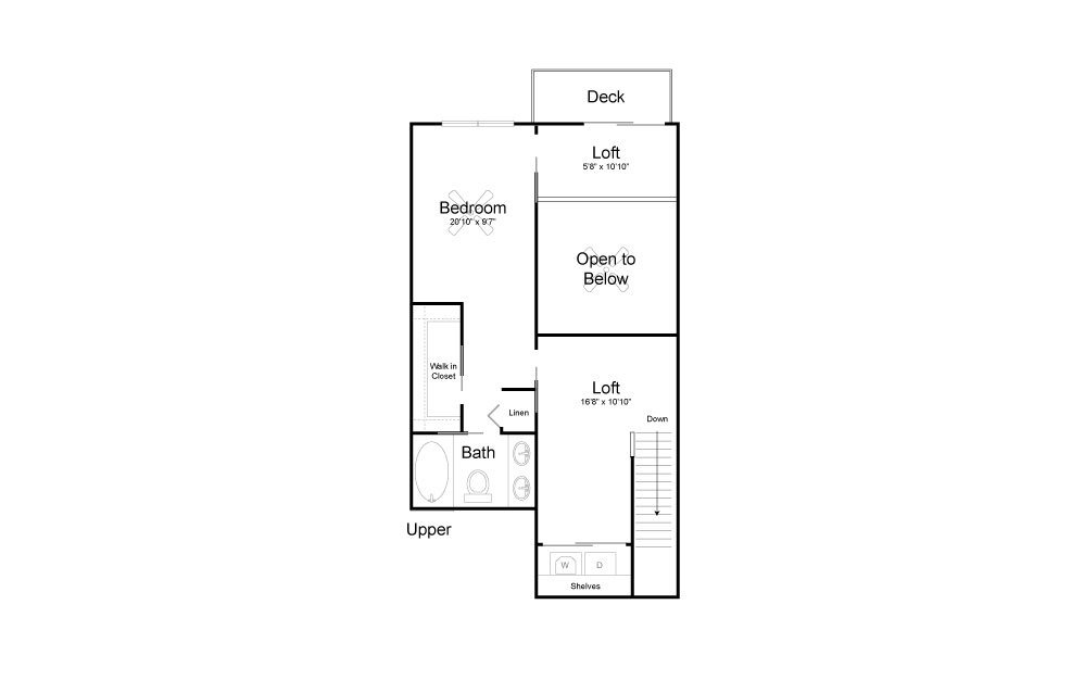 CD4 - 2 bedroom floorplan layout with 2 baths and 1409 square feet. (Floor 2)